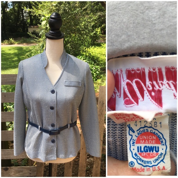 Vintage Tops - 60’s vintage hickory striped belted top shacket